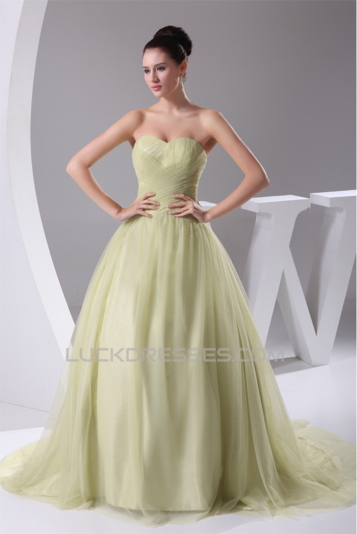 Sweetheart Sleeveless Silk like Satin Fine Netting Wedding Dresses 2030491
