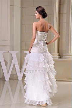 Sweetheart Sleeveless Taffeta Pleated Organza Little White Dresses 2030492