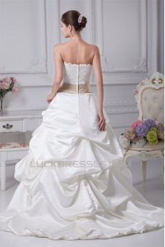 Sleeveless A-Line Satin Strapless Lace New Arrival Wedding Dresses 2030504