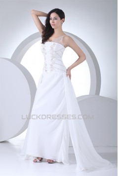 V-Neck A-Line Sleeveless Chiffon Silk like Satin Most Beautiful Wedding Dresses 2030509
