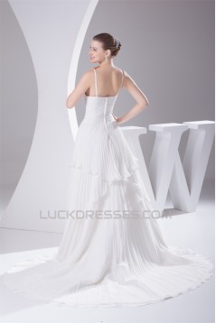 Wholesale A-Line V-Neck Chiffon Satin Sleeveless Best Wedding Dresses 2030514