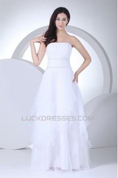 Wonderful A-Line Strapless Satin Organza Sleeveless Wedding Dresses 2030516