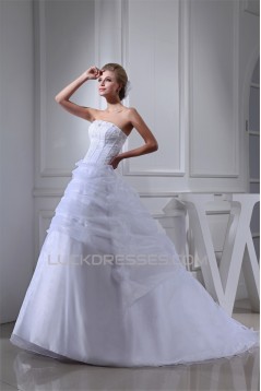 Wonderful Sleeveless Square Satin Organza Ball Gown Wedding Dresses 2030524