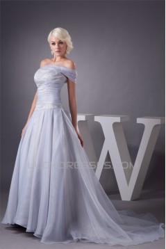A-Line Sleeveless Off-the-Shoulder Most Beautiful Wedding Dresses 2030539