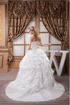 A-Line Sleeveless Strapless Satin Organza Sweet Wedding Dresses 2030552