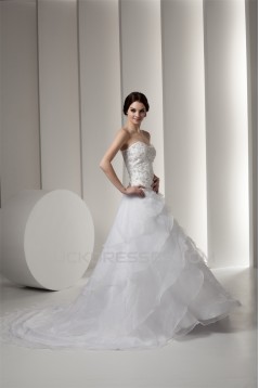A-Line Sleeveless Sweetheart Satin New Arrival Wedding Dresses 2030554