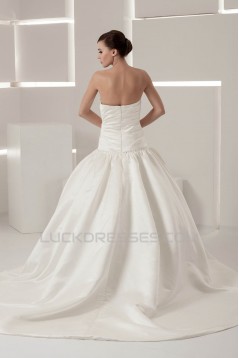 A-Line Sleeveless Sweetheart Satin Taffeta Beaded Wedding Dresses 2030555
