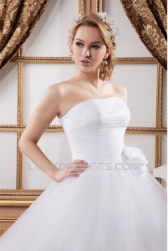 A-Line Strapless Satin Fine Netting Sleeveless Most Beautiful Wedding Dresses 2030559