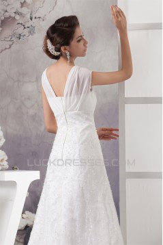 A-Line V-Neck Chiffon Silk like Satin Sleeveless New Arrival Wedding Dresses 2030567