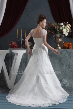 Amazing A-Line Satin Lace Straps Wedding Dresses 2030569