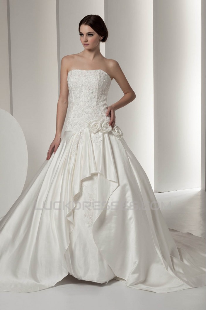Amazing Soft Sweetheart Satin A-Line Lace Wedding Dresses 2030586