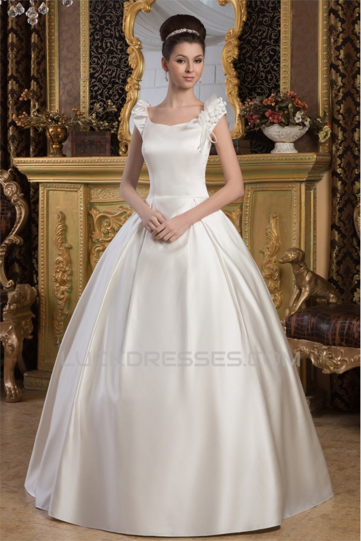 Amazing Straps Satin Netting Sleeveless A-Line Wedding Dresses 2030591