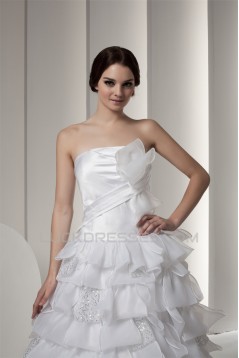 attractive Satin Strapless A-Line Sleeveless Wedding Dresses 2030597