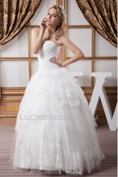 Ball Gown Satin Lace Fine Netting Strapless New Arrival Wedding Dresses 2030602