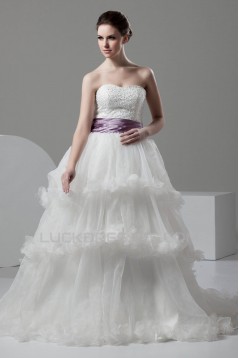 Ball Gown Satin Organza Sweetheart Sleeveless New Arrival Wedding Dresses 2030603