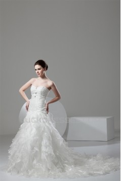 Ball Gown Sleeveless Satin Organza Sweetheart Embellished Wedding Dresses 2030608