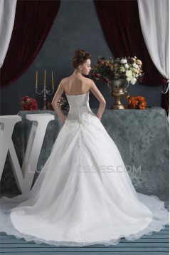 A-Line Sweetheart Sleeveless Satin Satin Organza Lace Wedding Dresses 2030612