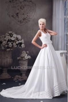 Beautiful A-Line Satin Taffeta Sleeveless Straps Wedding Dresses 2030614