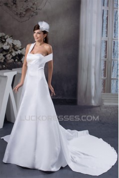 Beautiful A-Line Sleeveless Satin Taffeta Straps Wedding Dresses 2030616