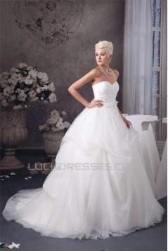 Beautiful A-Line Sweetheart Sleeveless Satin Wedding Dresses 2030620