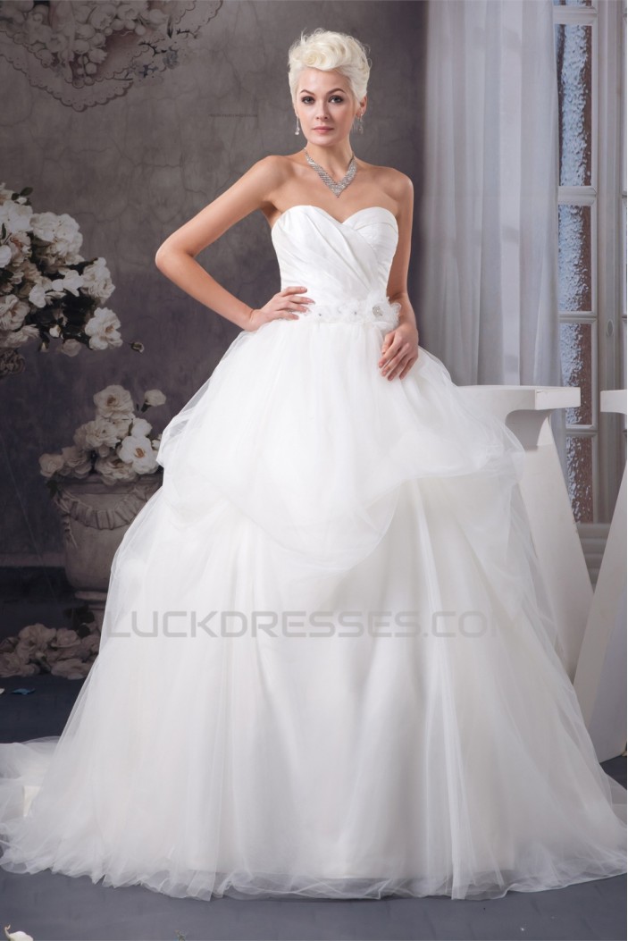 Beautiful A-Line Sweetheart Sleeveless Satin Wedding Dresses 2030620