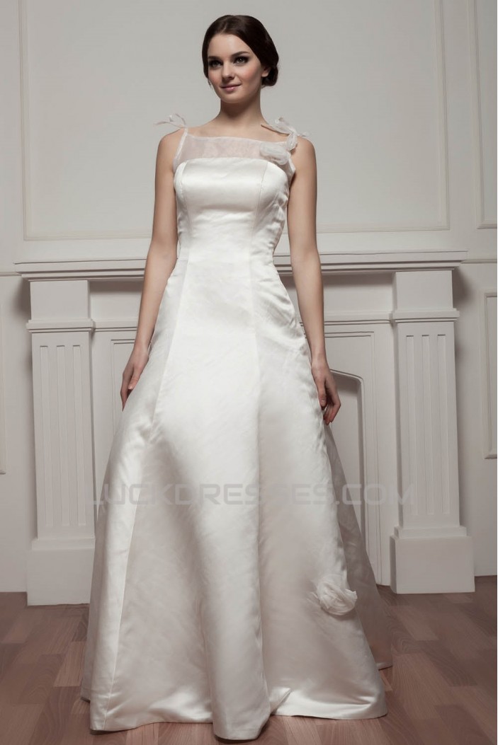 Beautiful Sleeveless Portrait Satin Fine Netting A-Line Wedding Dresses 2030630