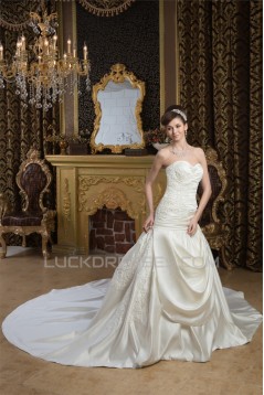 Beautiful Sleeveless Satin Sweetheart A-Line Wedding Dresses 2030632