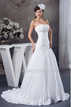 Beautiful Soft Sweetheart Chiffon Satin Sleeveless Wedding Dresses 2030634