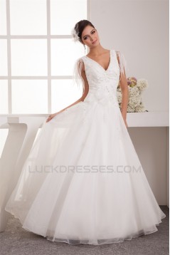 Breathtaking Ball Gown V-Neck Organza Taffeta New Arrival Wedding Dresses 2030643