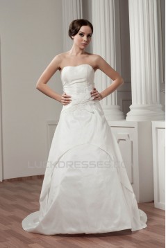 Breathtaking Satin Sleeveless Sweetheart A-Line Wedding Dresses 2030644