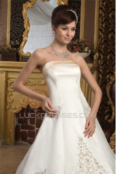 Breathtaking Strapless Satin Sleeveless A-Line Wedding Dresses 2030645