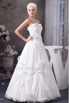 Chiffon Satin Silk like Satin A-Line Sleeveless Most Beautiful Wedding Dresses 2030655