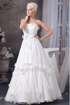 Chiffon Satin Silk like Satin A-Line Sleeveless Most Beautiful Wedding Dresses 2030655