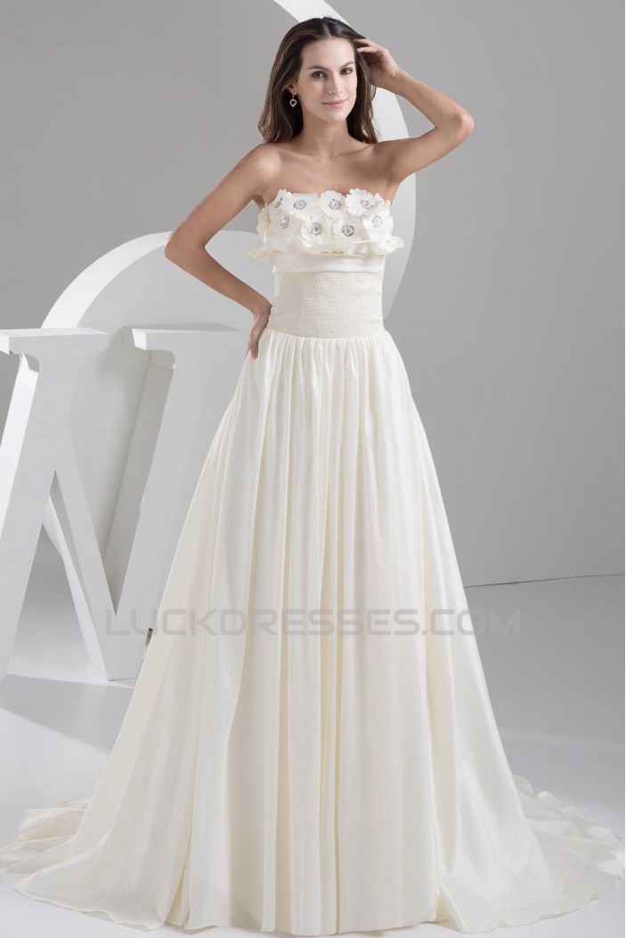 Elegant A-Line Satin Taffeta Strapless Best Wedding Dresses 2030662
