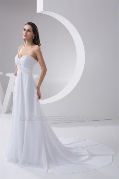 Elegant A-Line Sleeveless Chiffon Sweetheart Best Wedding Dresses 2030663