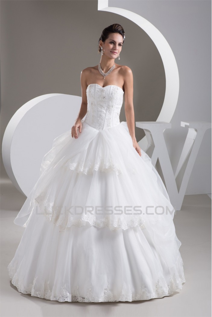 Fantastic Ball Gown Satin Sleeveless Sweetheart Wedding Dresses 2030678