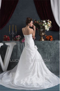 Fantastic A-Line Satin Taffeta Sweetheart Sleeveless Wedding Dresses 2030679