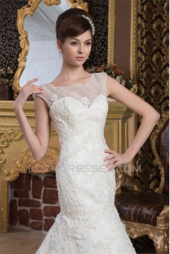 Fantastic Beaded Lace Sleeveless Portrait Wedding Dresses 2030687