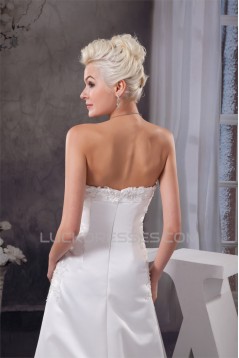 A-Line Satin Sweetheart Sleeveless Sweet Wedding Dresses 2030698
