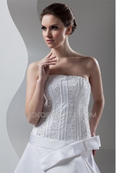 Fashionable A-Line Strapless Satin Sleeveless Wedding Dresses 2030702