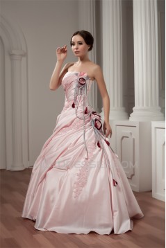Ball Gown Floor-Length Strapless Handmade Flowers Wedding Dresses 2030712