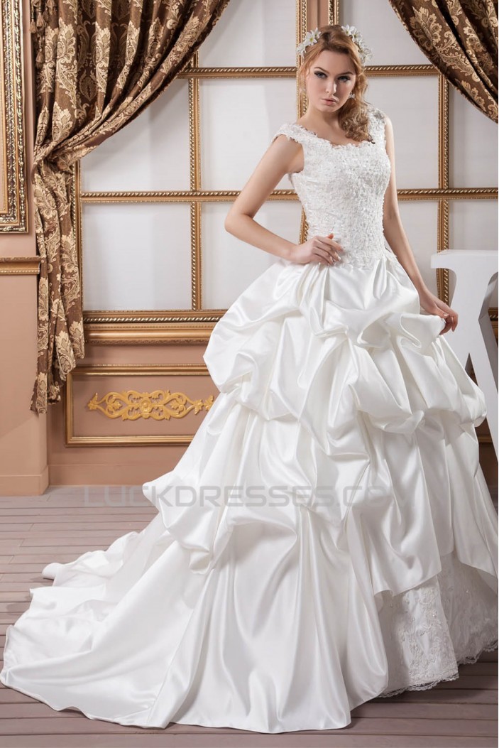 Great Square Ball Gown Satin Taffeta Lace Wedding Dresses 2030732