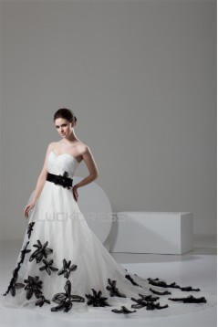 Great Sweetheart Satin Organza A-Line Sleeveless Wedding Dresses 2030735