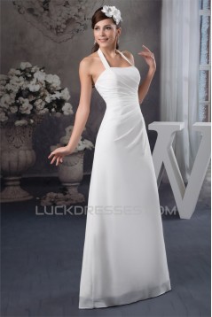 Halter Sheath/Column Sleeveless Floor-Length Wedding Dresses 2030738