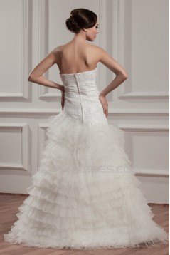A-Line Satin Taffeta Lace Sleeveless Sweet Wedding Dresses 2030747