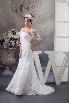 Trumpet/Mermaid Soft Lace Strapless Wedding Dresses with A Half Sleeve Lace Jacket 2030750