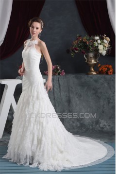 Elegant Court Train Sleeveless Sweet Lace Wedding Dresses 2030757