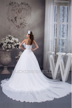 Ball Gown Chapel Train Sleeveless Strapless Sweet Wedding Dresses 2030758