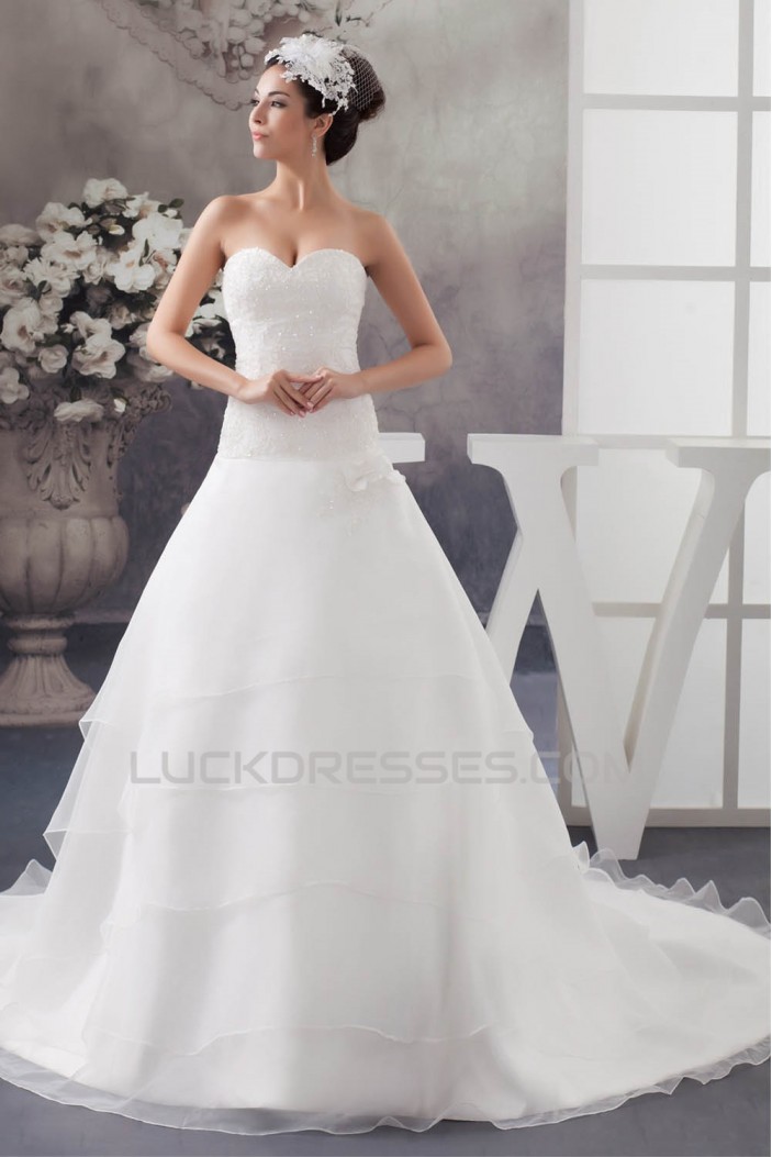 Latest Design Sleeveless Sweetheart A-Line Lace Wedding Dresses 2030763