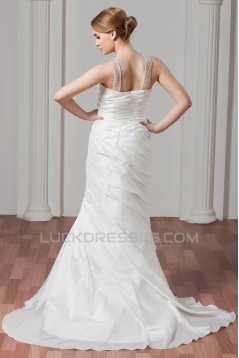 New Arrival A-Line Taffeta V-Neck Beaded Wedding Dresses 2030777